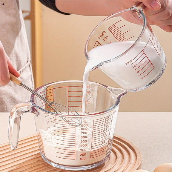 Food Grade Heat Glass Measuring Cup Graduated Milk Cups Precise Graduation Microwave For Baking & Cooking Glass&Bottle Clear 15.5X9CM
