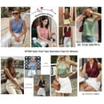 thumbnail image 4 of BTFBM Tank Top for Women Summer Spring Silk Satin V Neck Pleated Sleeveless Work Blouses Business Casual Outfits, 4 of 9