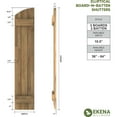 thumbnail image 2 of Ekena Millwork 10 1/2"W x 56"H Americraft Three Board (2 Batten) Exterior Real Wood Joined Board-n-Batten Shutters w/ Elliptical Top (Per Pair), Primed, 2 of 10