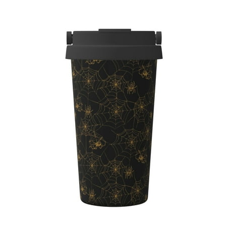

KLL Gold Spiders And Cobwebs Pattern Stainless Steel Vacuum Insulated Tumbler - Carry Insulated Coffee Mug - Reusable Insulated Cold Brew Iced Coffee Cup Thermos