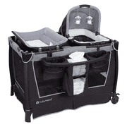 Baby Trend Retreat Twins Nursery Center, Quarry - Twin Playard with 2 Bassinets, Changing Table, and Music Center