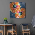thumbnail image 4 of Luxe Metal Art 'Orange Poppies on Blue' by Linda Woods, Metal Wall Art, 36"x36", 4 of 9