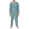 thumbnail image 3 of Fotbe Crocodile Riding Skateboard Pattern Long Sleeve Pajama Set for Men,Sleepwear Set,2-piece Loungewear Set,Soft PJs Comfy Nightwear with Pockets-XX-Large, 3 of 7