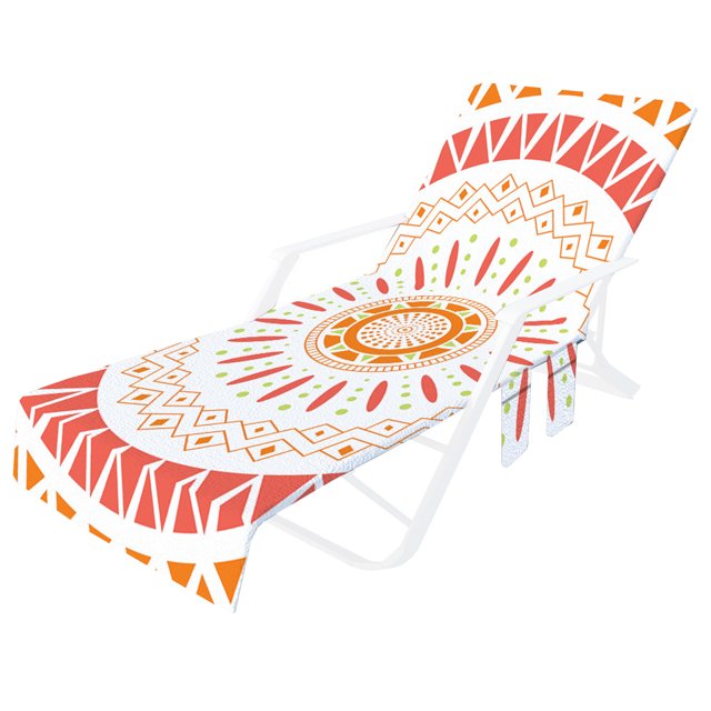 Beach Chair Cover Soft Fiber Lounger Towel with Side Pockets
