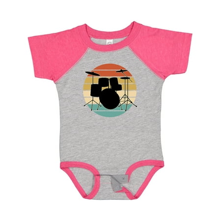 

Inktastic Drum Set Retro Drummer Sunset Gift Baby Boy or Baby Girl Bodysuit