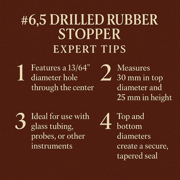 LD Carlson #6.5 Drilled Rubber Stopper