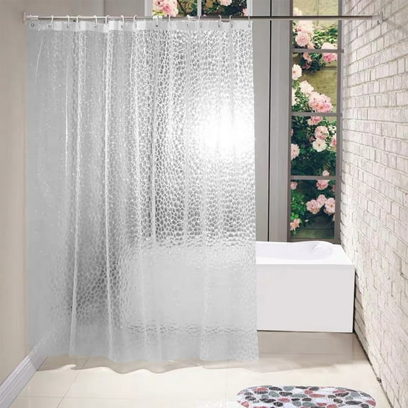 White PEVA Shower Curtain - Heavy Duty Waterproof Bathroom Liner, Mold Resistant & Odorless, 70x78 Inch with Hooks Included