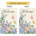 thumbnail image 3 of Hydrangea Butterfly Garden Flag, Flowers Welcome Seasonal August Garden Flags for Farmhouse Outdoor Porch Lawn Decor, Spring Summer Garden Flag Burlap Small Yard Flags for Outside 12x18 Double Sided, 3 of 6