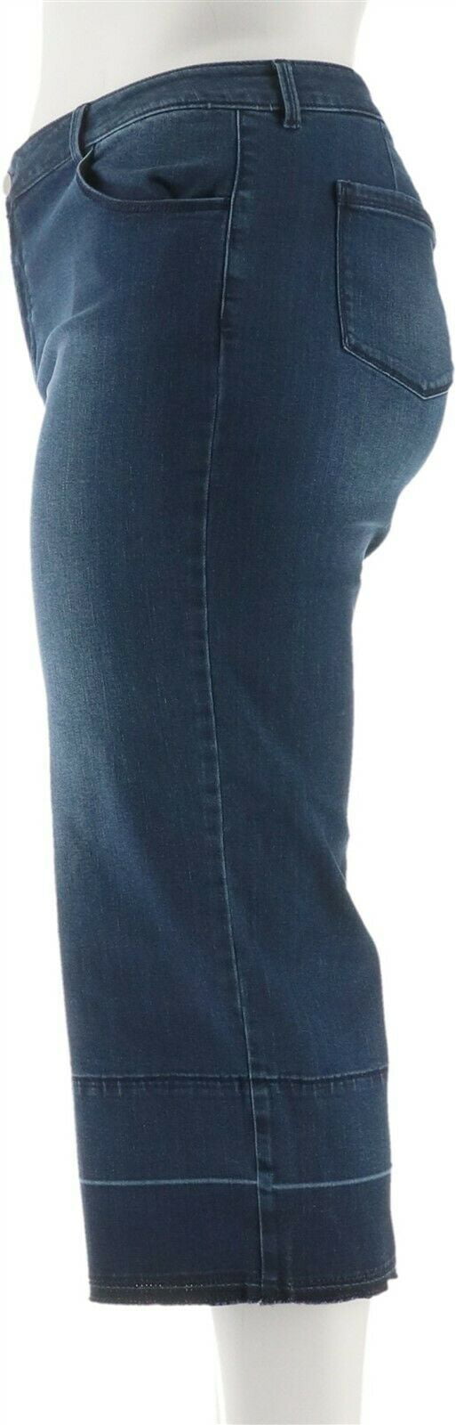 Susan Graver High Stretch Denim Crop Jeans Antique Wash 14 NEW A304089 