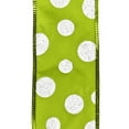 thumbnail image 2 of Glittered Jumbo Polka Dots Satin Wired Ribbon, 2-1/2-Inch, 10-Yard - Kiwi, 2 of 3