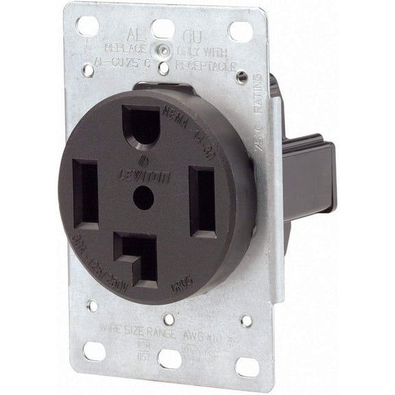 Leviton 071-00278-000 4 Wire 30 Amp 250 Volt Flush Mount Dryer Receptacle