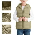 thumbnail image 3 of Girls Quilted Puffer Vest Jacket Full Zip Up Sleeveless Hooded Coat Casual Solid Color Winter Warm Outerwear with Pocket 3-14 Years, 3 of 5
