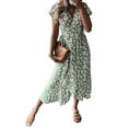 thumbnail image 1 of Gvmfive Womens Floral Print Short Sleeve Casual Dress V Neck Wrap Lace Up Swing Dress, 1 of 8
