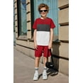 thumbnail image 6 of Arshiner Boys' 2-Piece Cotton Outfit Color Block T-Shirt and Shorts Set Summer Camo Clothes, 6 of 8