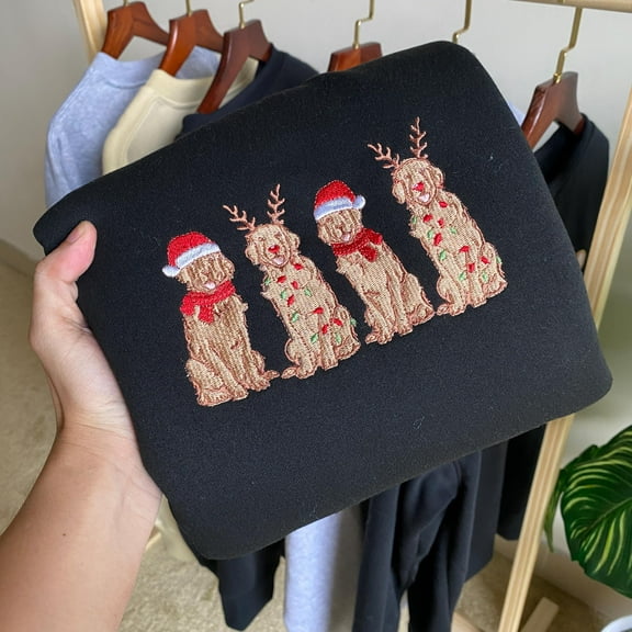 Embroidered Golden Retriever Christmas Sweatshirt: Holiday Dog Lover Gift