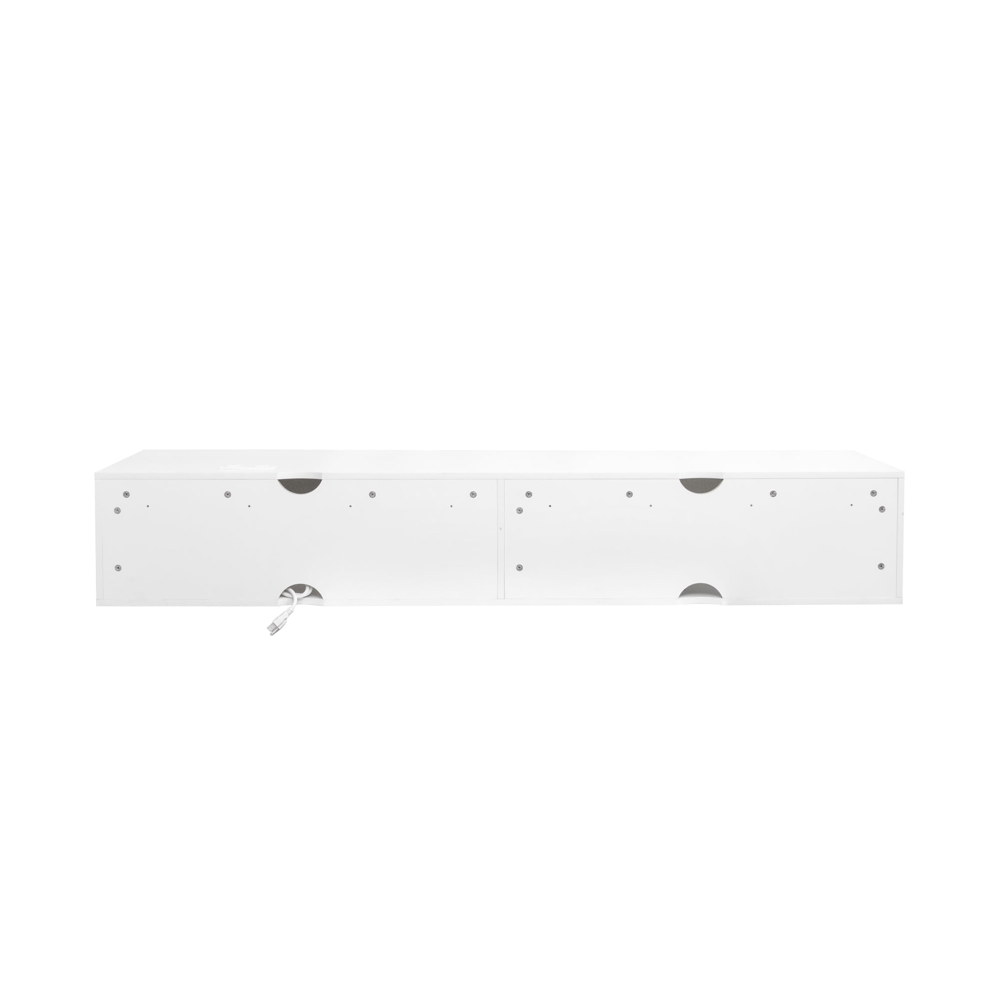 Mintazer Wall Mounted Floating TV Stand for TVs up to 80", Entertainment Cabinet with LED Light & Charging Station for Living Room, White