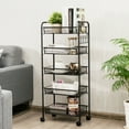 thumbnail image 4 of Costway 5 Tier Storage Rack Trolley Cart Home Kitchen Organizer Utility Baskets Black, 4 of 10