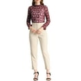 thumbnail image 3 of MODA NOVA Juniors Crochet Lace See Through Floral Ruffle Neck Blouse Red S, 3 of 7