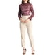thumbnail image 2 of INSPIRAR CHIC Blusa de Encaje de Ganchillo para Mujeres con Cuello de Volantes Floral Transparente S Roja, 2 of 7