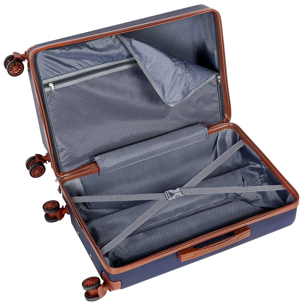 Luggage 3-Pieces Set ABS Durable Suitcase with Spinner Wheels Blue 20"24"28"