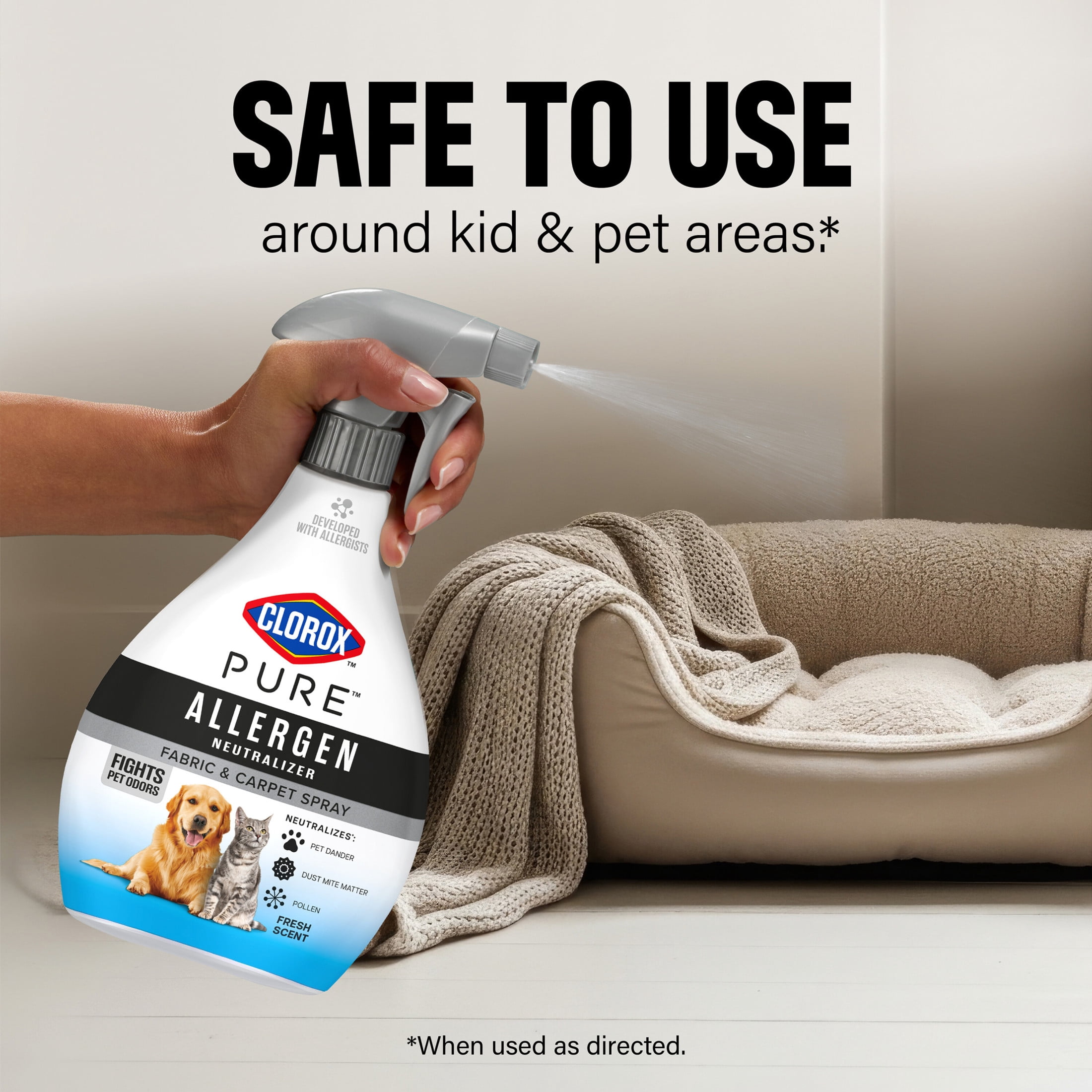 Clorox PURE Allergen Neutralizer Fabric and Carpet Spray, Fights Pet Odors, Fresh Scent, 26 Fl Oz.