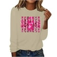 thumbnail image 2 of VKOYWKM Long Sleeve Shirts for Women Breast Cancer Awareness T-Shirts Breast Cancer T-Shirt Long Sleeve Pink Ribbon Graphic Tee Tops Fall Crew Neck Loose Fit Breast Cancer Pullover Sweashirt, 2 of 5