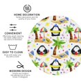 thumbnail image 3 of Naloa Penguins On The Beach Leather Coasters for Drinks, Durable Drink Coasters 4 Set for Tabletop Protection, Luxurious Home Décor and Housewarming Gift ( {designName})Round Shape, 3 of 6