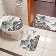 thumbnail image 5 of Tree Mountain Bathroom Rugs Set Oriental Traditional Ink Painting Landscape Non Slip Absorbent Soft Bath Mats 3 Piece Set with Bathroom Rug, U-Shaped Floor Mat, Toilet Seat Cover Small Size, 5 of 9