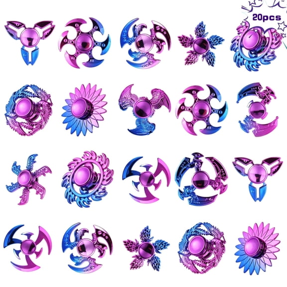 SUNPROUND 20 Pack Plastic Fidget Spinners High Speed Hand Spinners for Kids Adults Stress Anxiety Relief Fidget Toys Classroom Prizes Party Favors