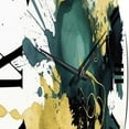 thumbnail image 5 of Designart "Azure, Teal, and Gold Brush II" Fractals Oversized Wall Clock, 5 of 5