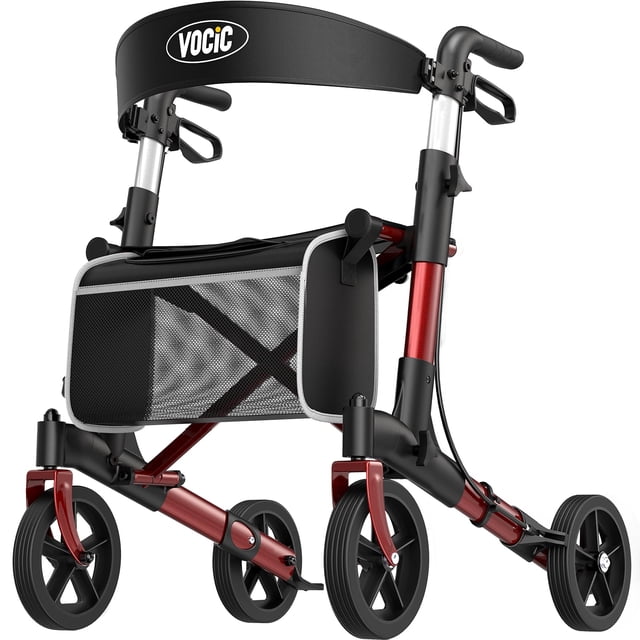 Andadores VOCIC para personas mayores con asiento, andador ligero con ruedas y asiento y frenos, andador plegable con ruedas, todoterreno