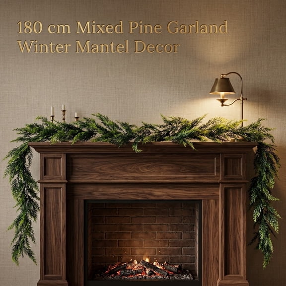 Liamobondopolis Artificial Pine Garland for Home Decor Christmas Fireplace Mantel and Rustic Indoor Styling 5.9 Ft