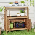 thumbnail image 2 of Gymax Banc de Rempotage Extérieur avec Tablette de Rangement en Résine et Portes à Persiennes pour Armoire, 2 of 10