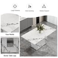thumbnail image 6 of NYEESS Modern Dining Table Set for 4, 63" White Faux Marble MDF Table and 4 Light Gray PU Leather Chairs with Silver Metal Legs, Rectangular Dinner Table Set for Home, 6 of 10