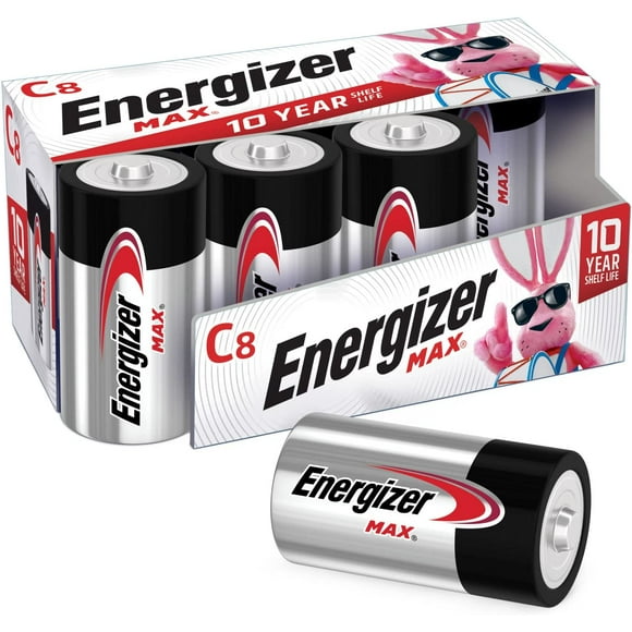 Energizer C Batteries, Max C Cell Battery Premium Alkaline, 8 Count