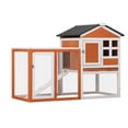thumbnail image 3 of Clearance! 2-Story Wooden Rabbit Hutch Bunny Cage, Chicken Coop, Pet House for Small Animals, Orange + White, 3 of 8