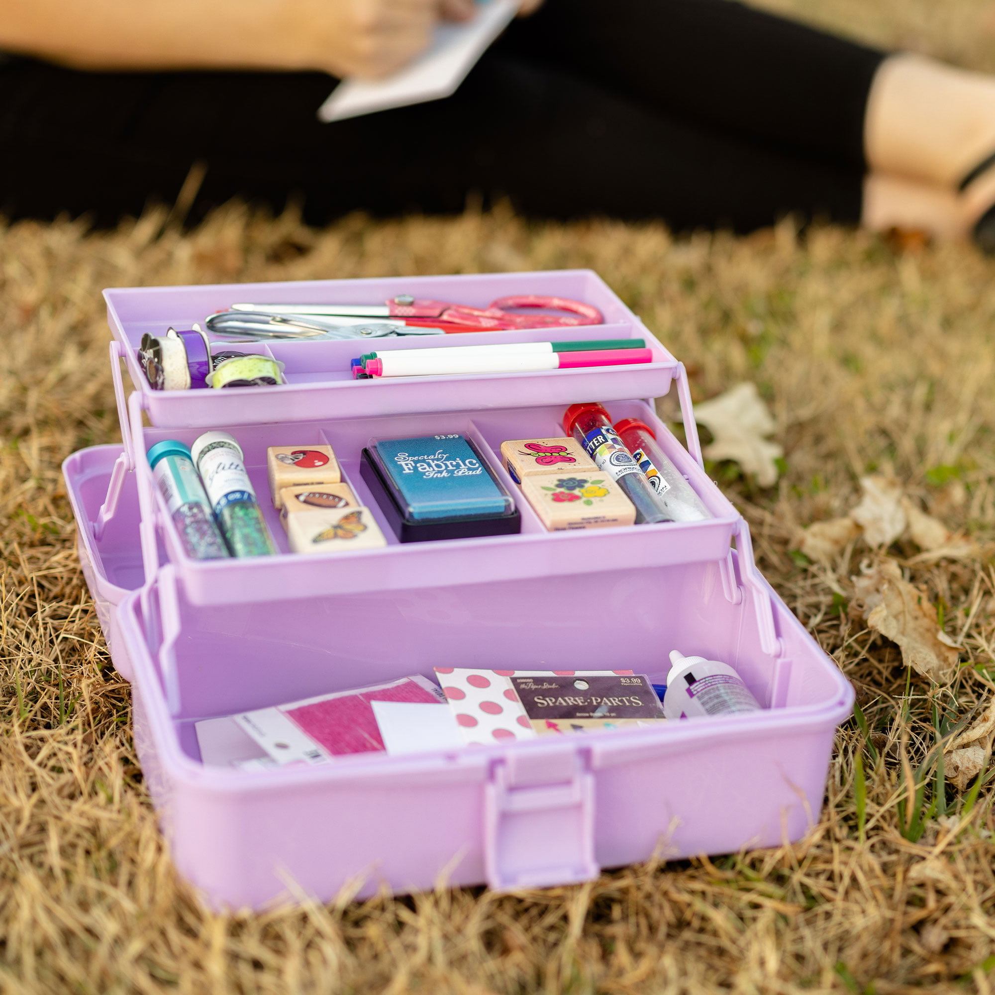 Small Purple Crafts Hobbies Storage Box Tool Box with Compartment Storage  Tray