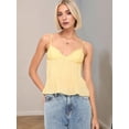 thumbnail image 4 of Women Y2k Babydoll Tank Tops Lace Trim V Neck Crop Spaghetti Strap Top Summer Cute Flowy Shirts Yellow S, 4 of 9