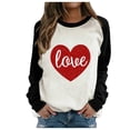 thumbnail image 1 of Camiseta Bouanq para mujer con corazón de amor, camiseta raglán con corazón, camiseta con estampado de letras de amor para el Día de San Valentín, 1 of 4