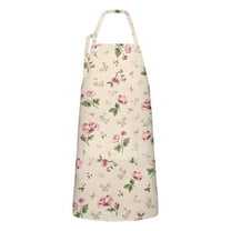 Pioneer Flower Floral Print Pattern Apron-Garden Aprons for Women with Pockets-Cotton Linen Waterproof Kitchen Cooking Gardening Aprons Adjustable for Kitchen,Cooking,BBQ and Salon 33x27 Inch