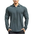 thumbnail image 2 of Golf Shirts for Men Long Sleeve T-Shirts with Collar Mens Casual Solid Color Pullover Slim-Fit Basic Athletic Workout Tees Tops, 2 of 3