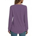 thumbnail image 3 of MOSHU V-neck T Shirts for Women Casual Long Sleeve Tunic Tops Curve Hem Fall Button Shirts, 3 of 8