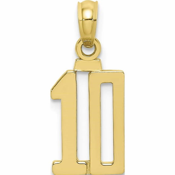 10K Yellow Gold Number 10 Pendant (13.4 X 8.45) Made In United States 10nu10
