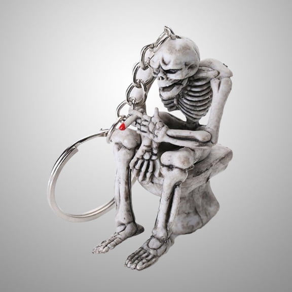 WRISTBIQUE 4 Pcs Unique Keychains Skull Key Chain Pendant Silver Rubber Decoration for Christmas