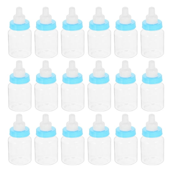 WORGEOUS 24 piezas de dibujos animados creativos Mini botella de alimentación con forma de botella de caramelo decorativa Botella de lactancia transparente para baby shower favores de fiesta (azul)