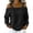 Black, variant on T-Shirt Women Cold Shoulder Buckle Strap Denim Long Sleeve Off Shoulder Casual Blouse Tops