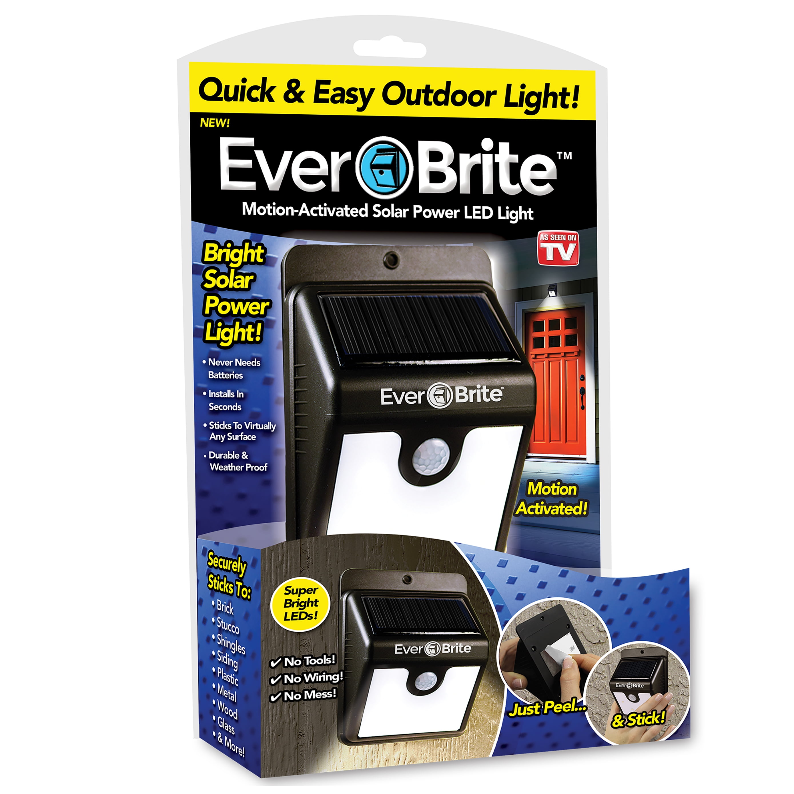 Ever Brite deluxe motion activated solar power 8 LED lights outdoor 