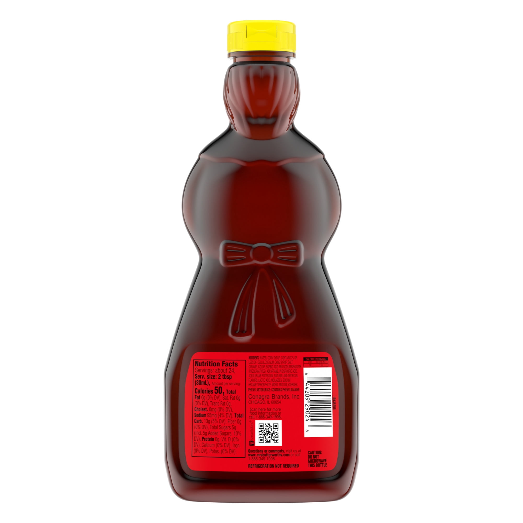 (6 pack) Mrs. Butterworth's Lite Thick and Rich Pancake Syrup, 24 fl oz Bottle