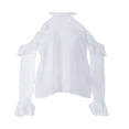 thumbnail image 3 of Women‘s Halter Cold Shoulder Slim Fit Long Sleeve Tee Tops, 3 of 3