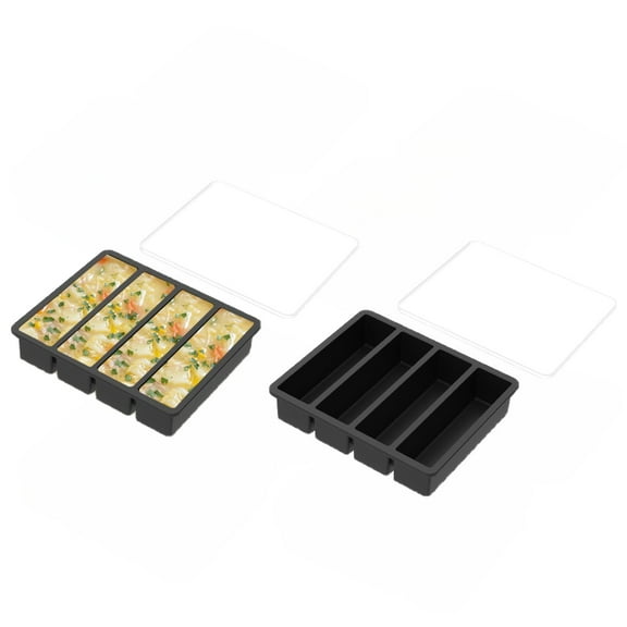 Trianu Silicone Freezer Tray, Ice Cube Tray, Silicone Soup Freezer Molds, Flexible Silicone Food Freezer Tray for Freezing Soup Sauce Leftovers (Black)